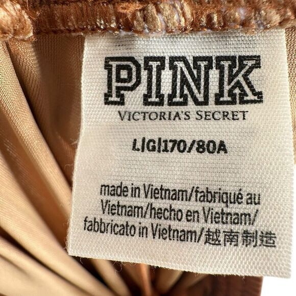 Victorias Secret Velour Track Suit Set Tan Size L XL Rhinestone Logo Lounge - Picture 7 of 10